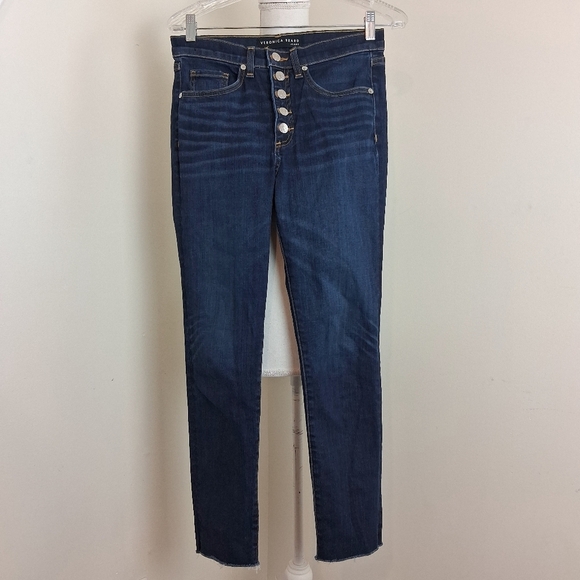 Veronica Beard Debbie High-Rise Skinny Jeans Button Fly In Dark Vintage Sz 27 - Picture 2 of 13